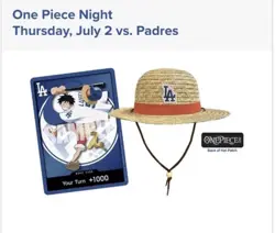 2026 ONE PIECE LOS ANGELES DODGERS MONKEY D LUFFY DON CARD PROMO 7/2/26 PRESALE - Image 1