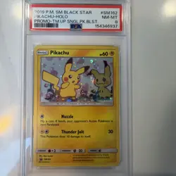 2019 POKEMON SM BLACK STAR PROMO TEAM UP SINGLE PACK BLISTERS PIKACHU-HOLO PSA 8 - Image 1