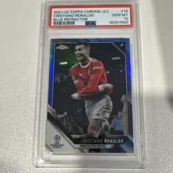 Cristiano Ronaldo 2021 Topps Chrome UCL BLue Wave Refractor 61/150 PSA GemMT 10 - Image 1