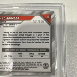 Cristiano Ronaldo 2021 Topps Chrome UCL BLue Wave Refractor 61/150 PSA GemMT 10 - Image 3