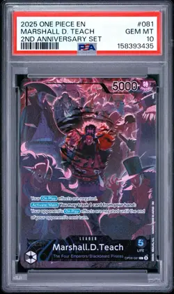 2025 ONE PIECE ENGLISH VERSION 2ND ANNIVERSARY SET #081 MARSHALL D. TEACH PSA 10 - Image 1