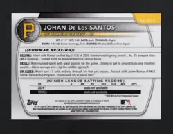 2025 Bowman Chrome Johan De Los Santos Auto 1st #CPA-JDLS Pirates - Image 2