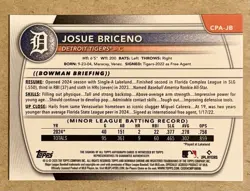 Josue Briceno 2025 Bowman Chrome Prospect 1st Auto #CPA-JB Tigers - Image 2