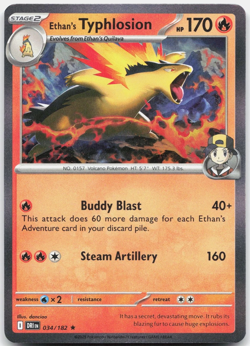 Ethan's Typhlosion 034/182 Rare Destined Rivals Pokemon Holo Near Mint - Image 1