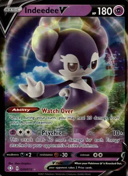 Indeedee V 039/072 Holo V Rare Shining Fates Pokemon Holo Near Mint - Image 1
