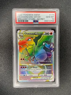2022 POKEMON SWORD & SHIELD BRILLIANT STARS #174 FULL ART/CHARIZARD VSTAR PSA 10 - Image 1