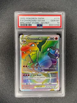 2022 POKEMON SWORD & SHIELD BRILLIANT STARS #174 FULL ART/CHARIZARD VSTAR PSA 10 - Image 3