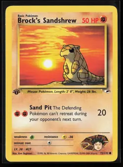 Brock's Sandshrew 72/132 1st Edition Common Gym Heroes Pokemon LP - Image 1