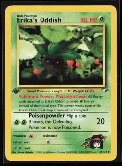 Erika's Oddish 47/132 1st Edition Uncommon Gym Heroes Pokemon LP - Image 1