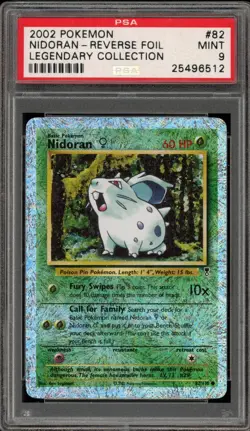 Pokemon Nidoran Reverse Holo Legendary Collection 82/110 PSA 9 Mint - Image 1