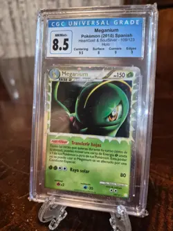 Meganium 109/123 Holo Rare Prime HeartGold SoulSilver -SPANISH- Pokemon PSA 8.5 - Image 2