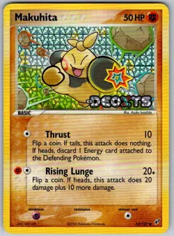 Makuhita 65/107 Common Deoxys Pokemon Reverse Holo Lightly Played - Image 1