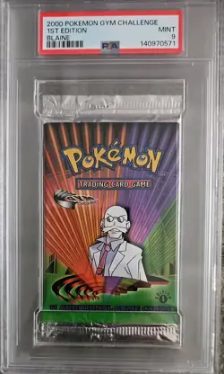 PSA 9 - Gym Challenge BLAINE 1st Edition Pokemon Booster Pack - Image 1