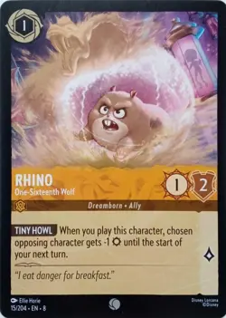 15/204 RHINO ONE-SIXTEENTH WOLF EN8 COMMON DISNEY LORCANA CARD - Image 1