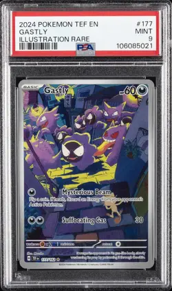 2024 POKEMON TEF EN-TEMPORAL FORCES ILLUSTRATION RARE #177 GASTLY PSA 9 - Image 1