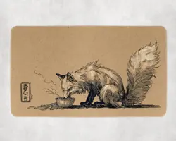 Cute Fox Ramen Playmat - Kawaii Anime Style Gaming Mat for MTG, YuGiOh, TCG - Image 1