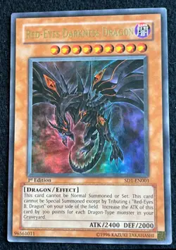 Yugioh Red-Eyes Darkness Dragon SD1-EN001 1st Edition Ultra Rare NM HOLO - Image 1
