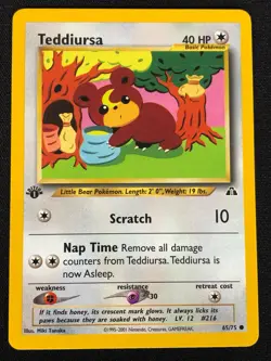 Pokemon Teddiursa 65/75 1st Common (NM) - Image 1