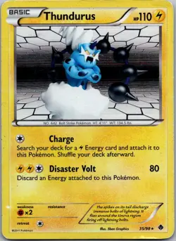 Thundurus 35/98 Holo Rare Emerging Powers Pokemon MP - Image 1