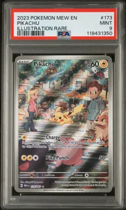 Pokemon Card Pikachu 151 173/165 Illustration Rare PSA 9 Mint TCG - Image 1