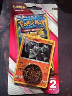 Pokemon 2x Mini Booster Packs + Machamp Promo + Coin (2 x Evolutions ) B - Image 1