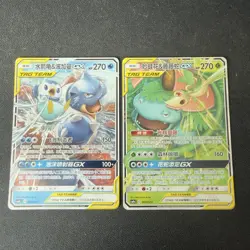 Blastoise & Piplup, Venusaur & Snivy GX NON-HOLO Chinese Tag Team Pokemon Bundle - Image 1