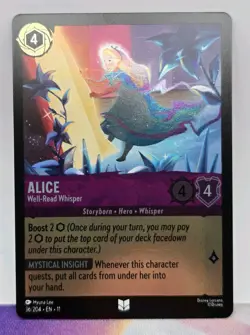 Disney Lorcana TCG, Winterspell, Alice, Well-Read Whisper #36 Cold Foil - Image 1