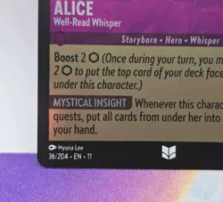 Disney Lorcana TCG, Winterspell, Alice, Well-Read Whisper #36 Cold Foil - Image 4