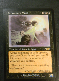 MTG Legions Graveborn Muse Black Rare Lightly Played Condition - Image 1