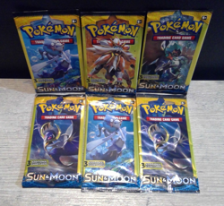 Lot of 6 Pokemon Sun and Moon Base Set Packs Sealed & Lost Thunder 3 Card Pack - Image 1
