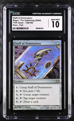STAFF OF DOMINATION Fifth Dawn Foil Rare CGC 10 Gem Mint MTG [Nostalgium] - Image 1