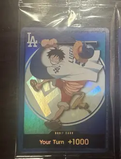 Dodgers Luffy One Piece Promo Card & Hat In Hand! - Image 2