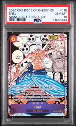 One Piece Enel OP15-118 Manga Alternate Art PSA 10 Gem Mint - Image 1