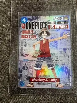 One Piece Monkey.D.Luffy US College Basketball Promo Card - Fast Ship!! P-055 - Image 2