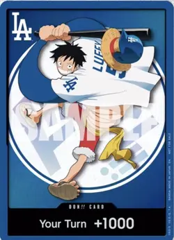 ONE PIECE X DODGERS PROMO MONKEY D LUFFY DON CARD ONLY 7/2/26 PRESALE - Image 1