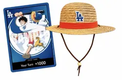2026 ONE PIECE LOS ANGELES DODGERS MONKEY.D.LUFFY DON CARD PROMO and hat - Image 2