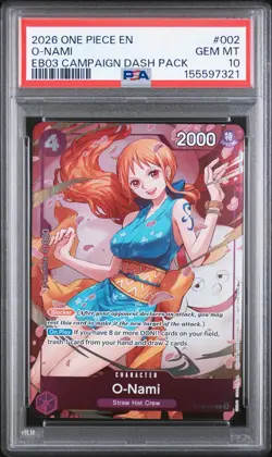 2026 One Piece EB03 Campaign Dash Pack #002 0-Nami PSA 10 - Image 1