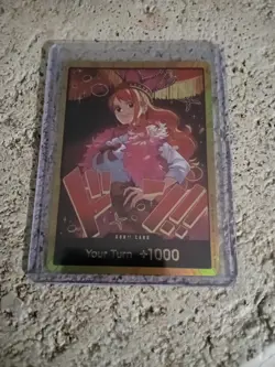 Bandai One Piece Card Game Nami Gold DON!! Card EB-03 Good Condition - Image 1