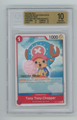 2022 ONE PIECE SUPER PRE RELEASE ST01-006 TONY TONY CHOPPER BECKETT BGS 10 - Image 1