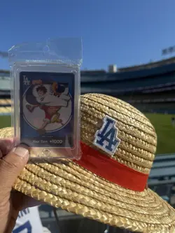 2026 ONE PIECE LA DODGERS MONKEY D LUFFY DON CARD PROMO and HAT COMBO - Image 1