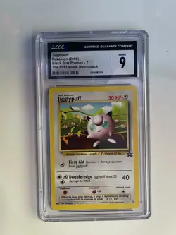 CGC 9 MINT Jigglypuff # 7 WOTC Black Star PROMO Pokemon Card - Image 1