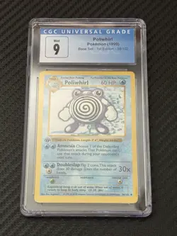 CGC 9 MINT Poliwhirl 1999 Base Set Shadowless 1st Edition 38/102 Pokemon Card - Image 1