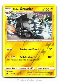 Alolan Graveler 33/111 - Crimson Invasion - Reverse Holo Pokemon Card - NM - Image 1