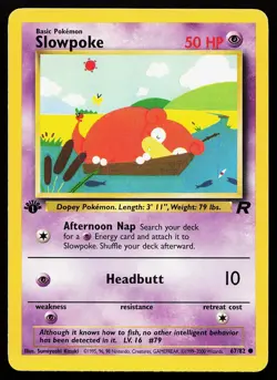 Slowpoke 67/82 1st Edition Common Team Rocket Pokemon Card - Image 1