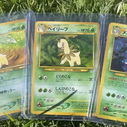 Pokemon Neo Premium File Meganium Bayleef Chikorita Swirl NM Japanese 3 Card Lot - Image 3