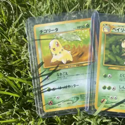 Pokemon Neo Premium File Meganium Bayleef Chikorita Swirl NM Japanese 3 Card Lot - Image 4