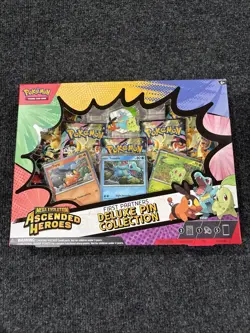 Pokemon TCG Ascended Heroes Deluxe Pin Collection Box Chikorita Tepig Totodile - Image 1