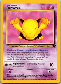 DROWZEE 54/82 C TEAM ROCKET POKEMON UNLIMITED NM - Image 1