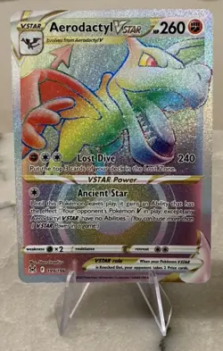 Aerodactyl VSTAR 199/196 Lost Origin Holo Rainbow Secret Rare - Pokemon NM/+ - Image 1