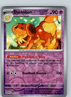 Dachsbun 39/91 2024 SV Paldean Fates Reverse Holo Uncommon - Image 1